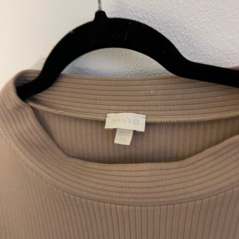 Hanro Light Brown Cotton Long Sleeve Top, size large - Picture 3 of 5